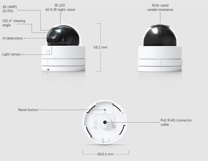 Produktbild Ubiquiti Unglaublich kompakte 2K-PoE-Kamera mit IR-Nachtsicht, verstellbarem Objektiv und einem va (2688 x 1512 Pixels)