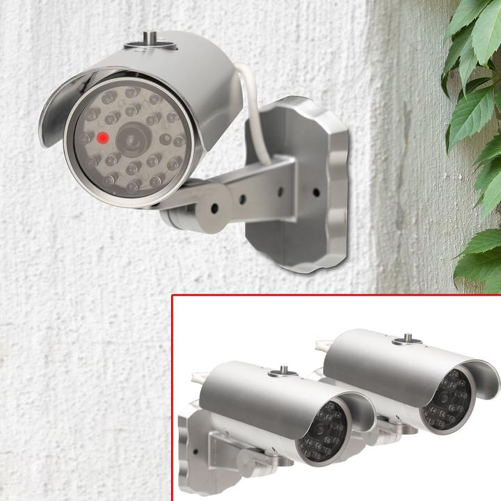 Image du produit Casativo Lot de 2 caméras de surveillance factices avec détecteur de mouvement et lumière rouge clignotante
