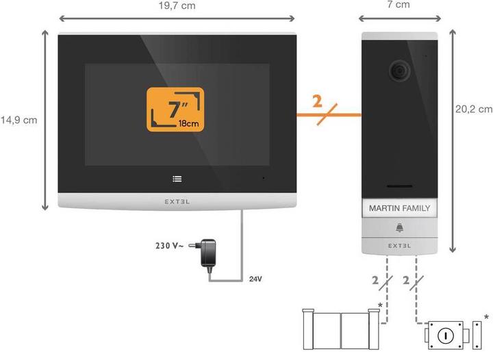 Productafbeelding Extel 720324 Videodeurintercomsysteem WLAN Complete Set Grijs, Zwart (WiFi)