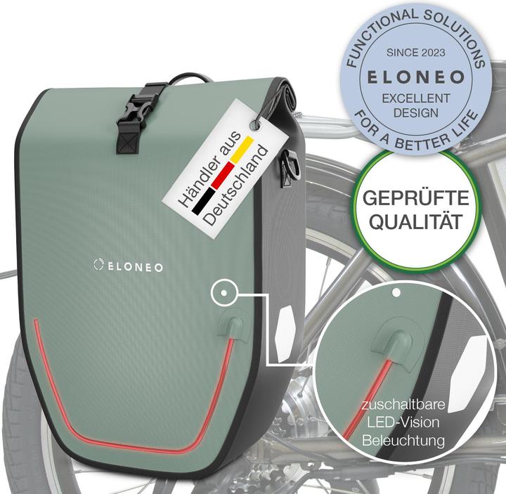 Produktbild Eloneo Fahrradtaschen wasserdicht mit LED (20 l, Gepäckträgertasche)