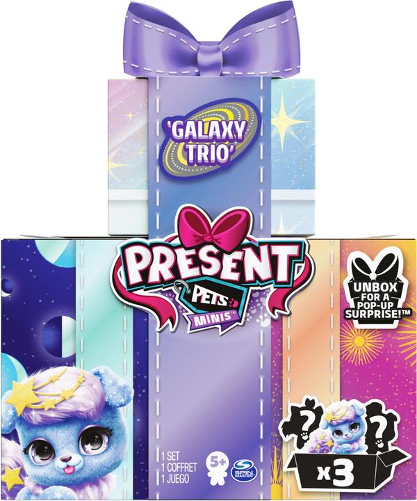Spin Master Present Pets Minis, pack de 3 peluches galactiques de 7,6 cm, jouets pour enfants (20.65 cm)