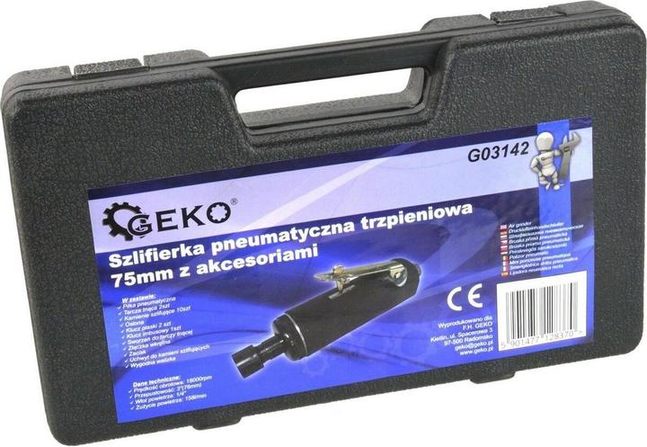 Actual product image GEKO Pneumatic straight grinder with accessories, 3 or 6mm, 1/4, 18000/min (Straight grinder)