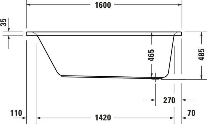 Produktbild Duravit Badewanne D-NEO Einbauversion 1 RS 1600x700mm weiss (130 l, 160 cm, 70 cm)