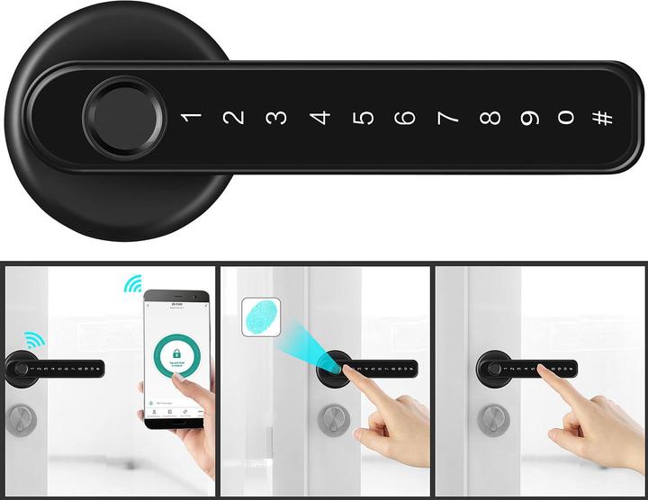 Actual product image VisorTech Door fittings with fingerprint scanner, PIN & app, set of 3 (Door set)