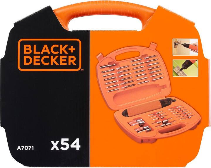 Image du produit Black & Decker Coffret d'accessoires de 54 pièces avec tournevis à batterie (Fonctionnement sur secteur)