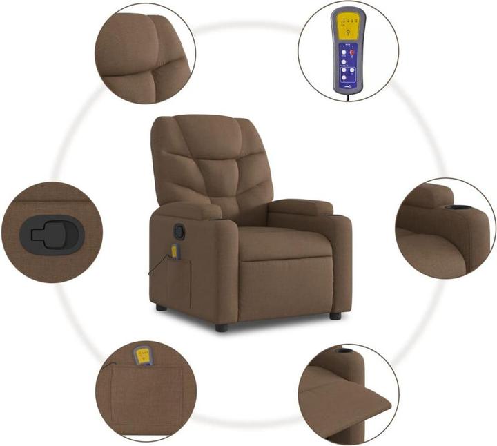 Image du produit VidaXL Fauteuil de massage Marron Tissu,Couleur : Marron,Matériau : Tissu (100