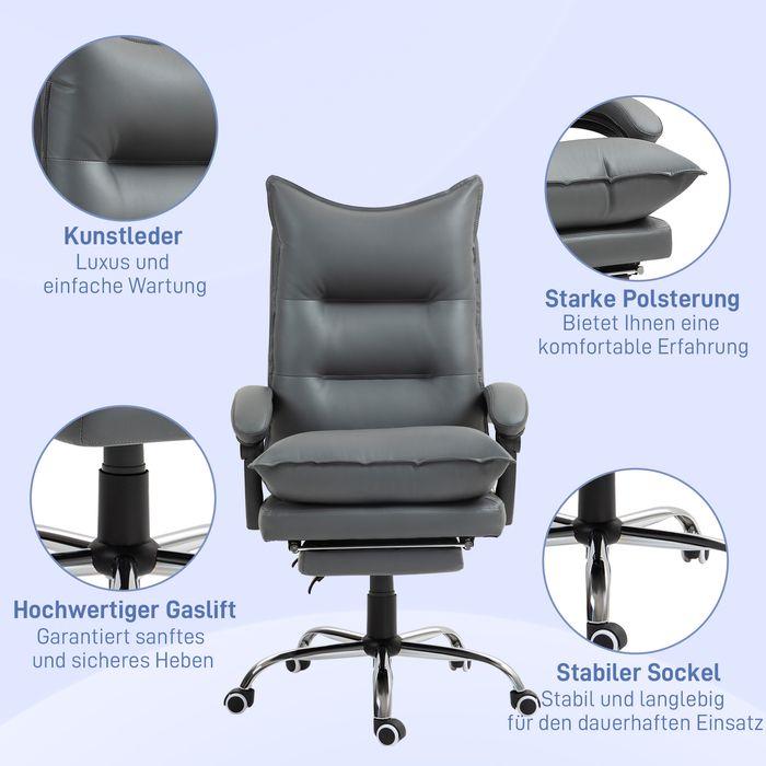 Produktbild Swisshandel24 Bürostuhl mit Liegefunktion, ergonomisch Schreibtischstuhl Drehstuhl Dunkelgrau
