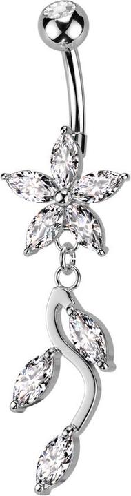 Produktbild Hollywood Body Jewelry Banane silber mit Kugel und Blume Kristall silber Anhänger Weinrebe Kristalle silber (Messing, Chirurgenstahl 316L)