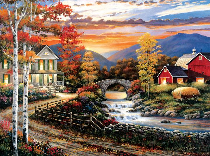 Actual product image Sunsout Puzzle 1000 pieces John Zaccheo - Babbling Creek Road (1000 pieces)