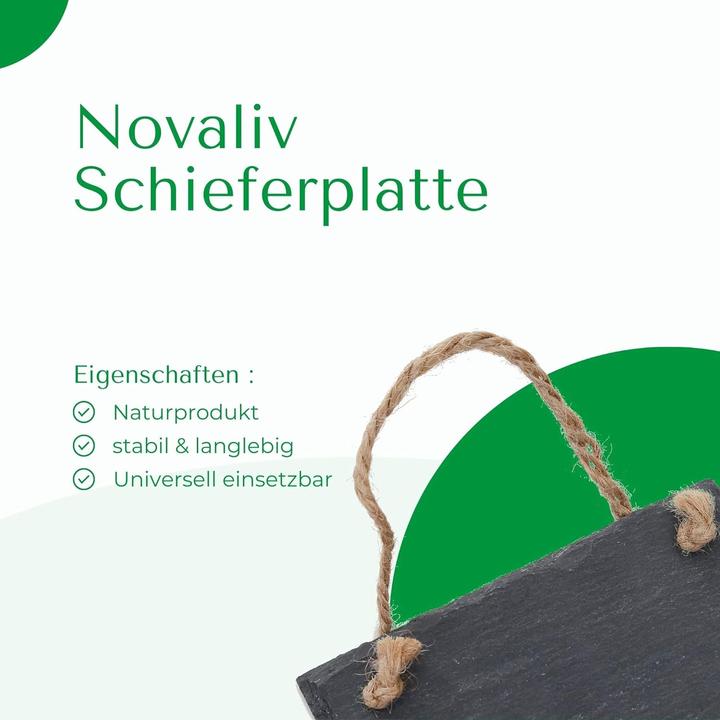 Produktbild Novaliv Schiefertafel zum Aufhängen mit Juteband Memotafel Kreidetafel Wandeko (1, 8 cm Tafel) (Wandtafel, 12 x 8 cm)