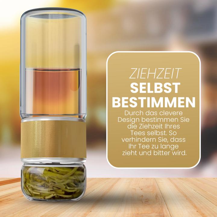 Produktbild Gewürzladen Näfels Drehbare Teeflasche aus hitzebeständigem Glas mit Teefilter - to go (0.24 l)