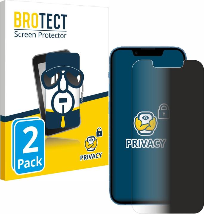 Image du produit BROTECT Film anti-regards Anti-Spy Privacy Film de protection contre la lumière bleue (2 pièce(s), Apple iPhone 13 mini)