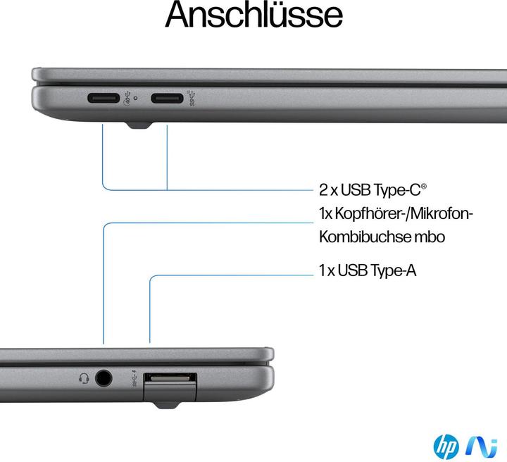 Actual product image HP OmniBook X AI 14-fe0165ng (14", Snapdragon X Elite X1E-78-100, 16 GB, 1000 GB, DE)