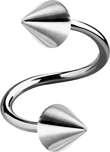 Actual product image Star Piercing Micro spiral silver with two cones (without brass, Surgical steel 316L)