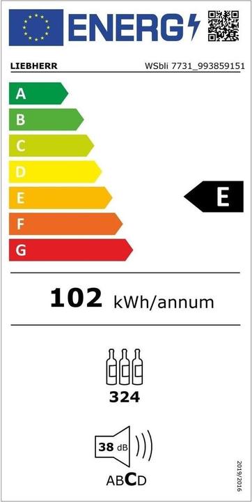 Energie-Label Liebherr Weinklimaschrank GrandCru Selection WSbli 7731 Schwarz