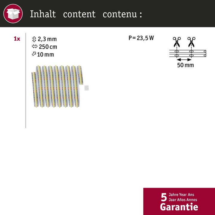 Image du produit Paulmann Bande COB MaxLED 1000 Full-Line (Blanc froid, Blanc chaud, Blanc neutre, 250 cm, Intérieur)