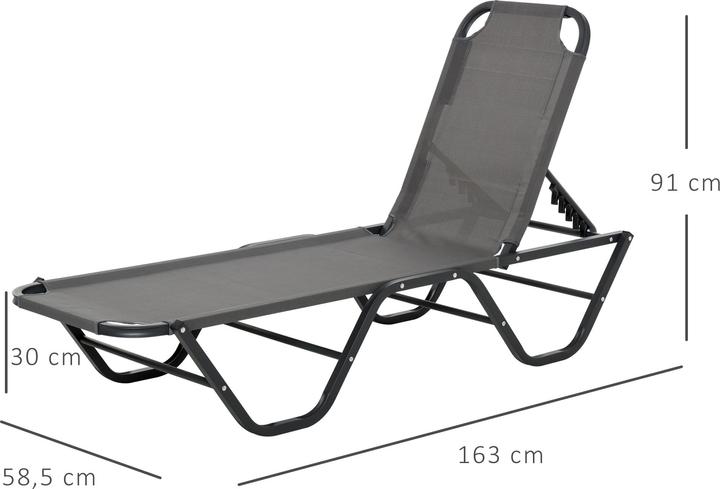 Produktbild Outsunny Sonnenliege mit verstellbarer Rückenlehne (188 cm)