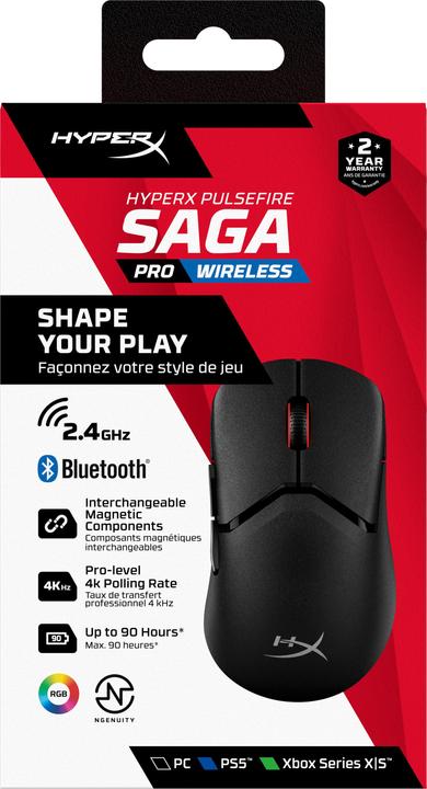 Immagine prodotto HP HyperX Pulsefire Saga Pro Wireless Gaming Mouse (Black) (Senza fili)
