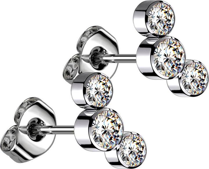 Immagine prodotto Star Piercing Orecchini a perno senza filo argento tre cristalli argento (senza ottone, Titanio G23)