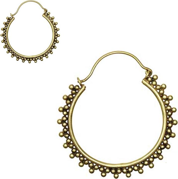 Actual product image Star Piercing Earring gold plated balls triangles (Brass)