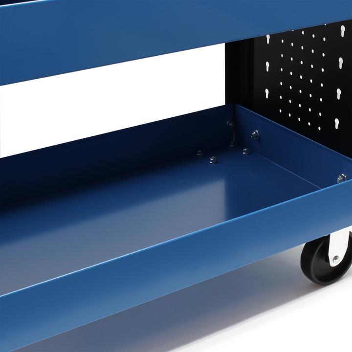 Immagine prodotto Wiltec Servante d'atelier 3 Niveaux Poignée Roues plastique Frein Étagère Rangement Bord surélevé Chariot (3 x)