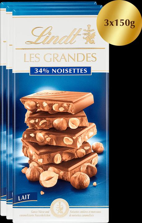 Produktbild Lindt Les Grandes Milch Nuss Tafelschokolade (450 g)