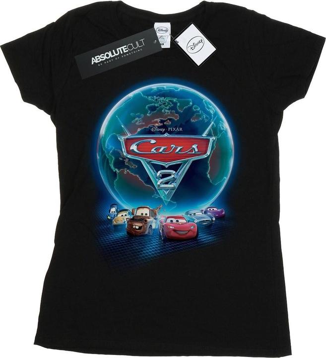 Actual product image Disney Womens/Ladies Cars Globe Movie Poster Cotton T-Shirt (L)