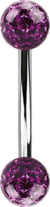 Star Piercing Banane silber mit zwei Kristall Kugeln violett Epoxy Schutzschicht (Chirurgenstahl 316L, ohne Messing)