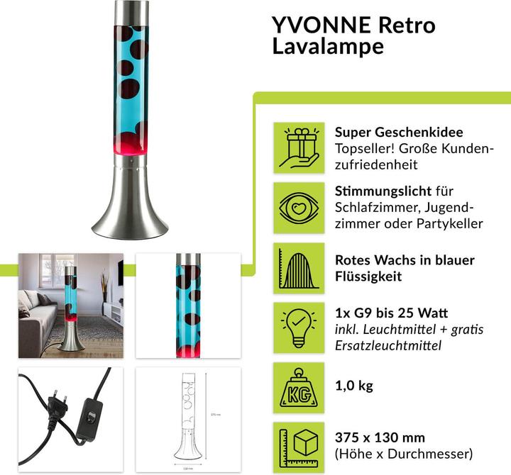 Image du produit Licht-Erlebnisse Lampe à lave Yvonne (G9)