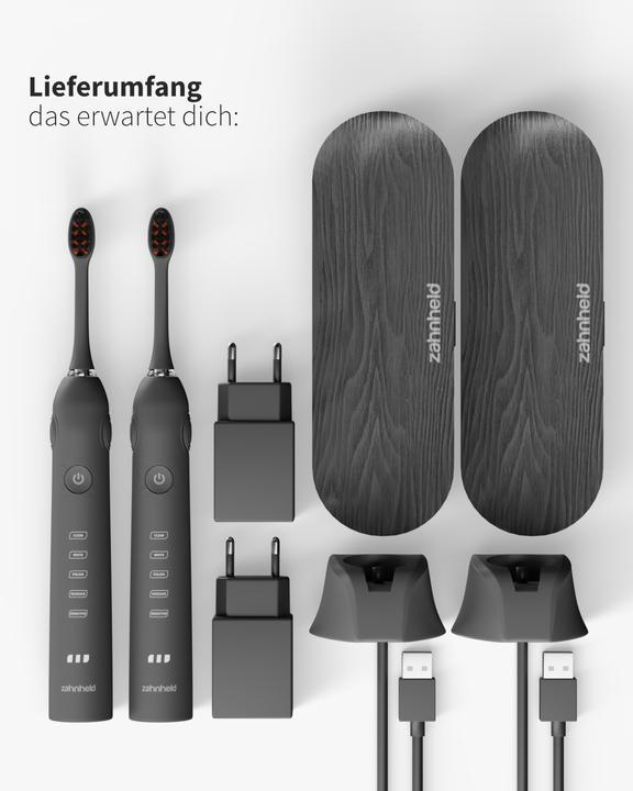 Image du produit Zahnheld Schallzahnbürste im Doppelpack Schwarz/Weiss (Brosse à dents sonique)