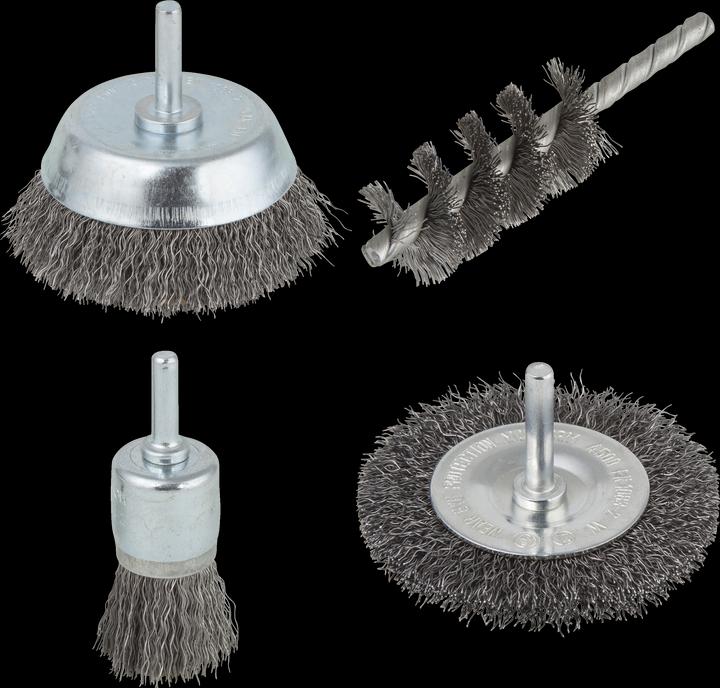 Produktbild wolfcraft wolfcraft 1 Stahldraht-Bürsten-Set 4-tlg., S=6mm