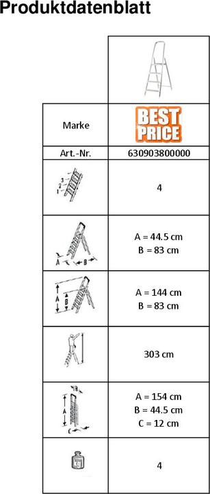 Produktbild Haushaltsleiter (Trittleiter, 144 cm)