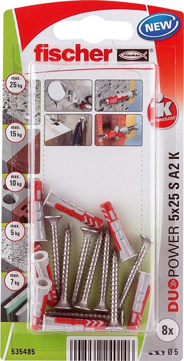 Image du produit Fischer SB Tampon en nylon Duopower avec vis A2 (8 pcs)