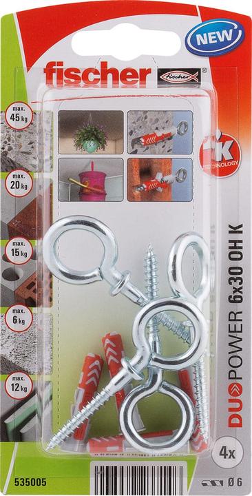 Fischer DUOPOWER 6 x 30 avec crochet piton (4 pcs)