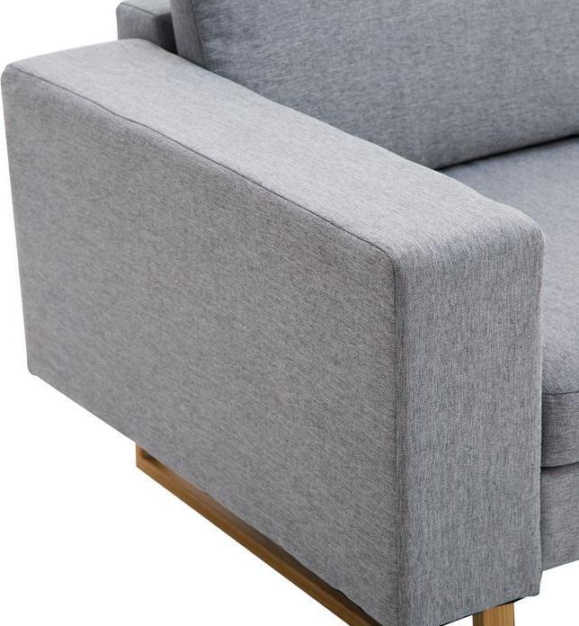 Produktbild Swisshandel24 2-Sitzer Sofa Ecksofa Polstersofa Stoffsofa Sitzmöbel Holz hellgrau (2-Sitzer)