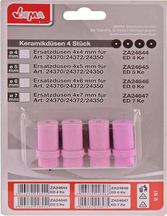 Immagine prodotto Dema Set di ugelli per sabbiatura 4 pezzi ugelli in ceramica | 4x7mm (4 pz.)