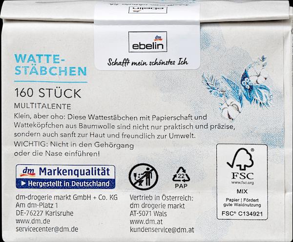 Produktbild dm ebelin Wattestäbchen