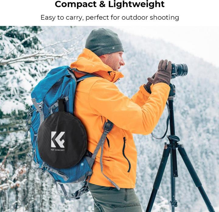 Immagine prodotto K&F Concept Riflettore fotografico circolare 5 in 1 da 56 cm con impugnatura oro argento nero bianco (56 cm)