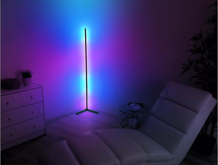 Produktbild Luminea WLAN-LED-Steh-/Eck-Leuchte mit App, 12 Watt, schwarz (750 lm)