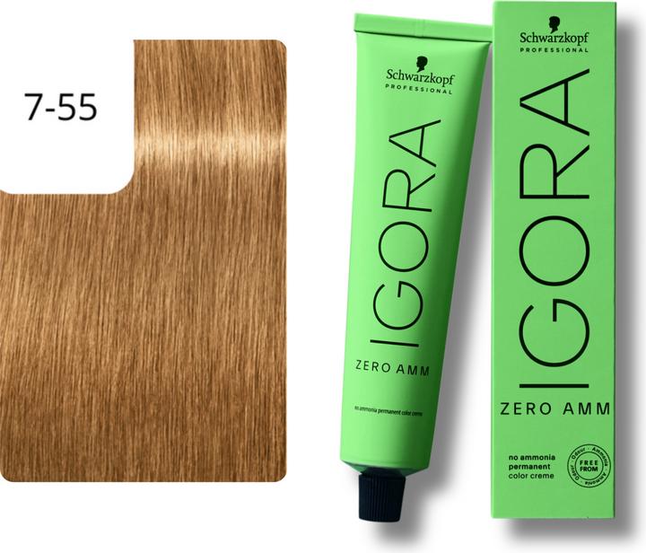Image du produit Schwarzkopf Igora Zero AMM - 7-55 Blond Moyen Extra Doré (7-55 blonde moyen blonde Extra Or Extra)