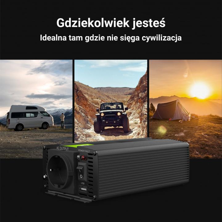 Produktbild GreenCell Voltage Car Inverter 24V to 230V 1000W Full Sine Wave