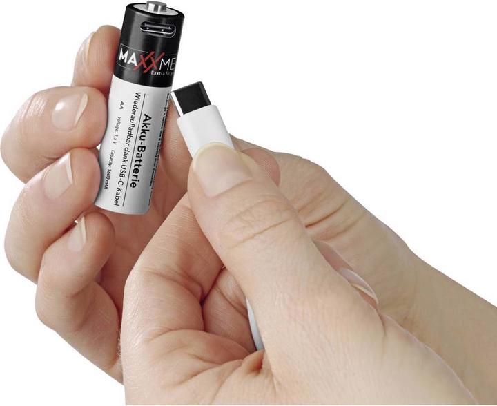 Produktbild Maxxmee Mignon-Akkus mit USB-C-Anschluss (AA, 1600 mAh)
