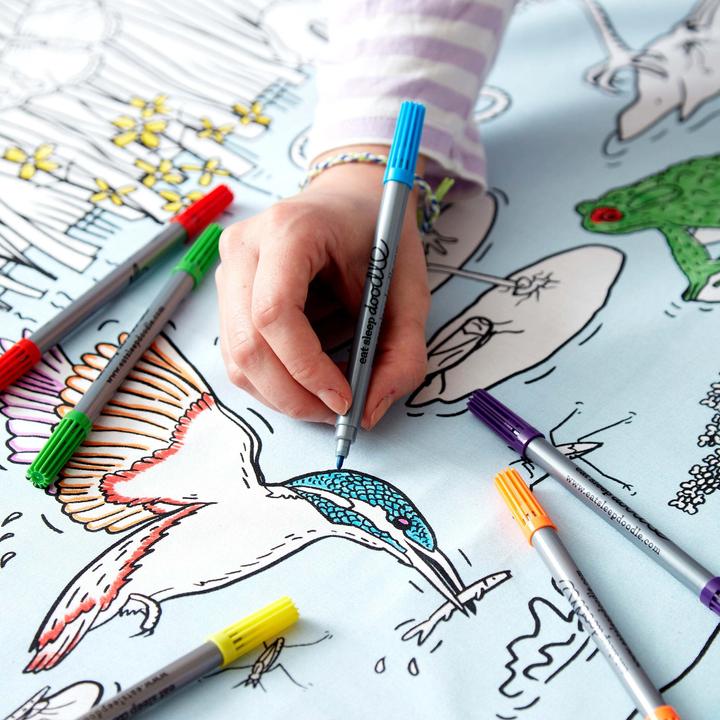 Actual product image Eat Sleep Doodle Children's tablecloth - la vie de l'étang (130 x 85 cm)