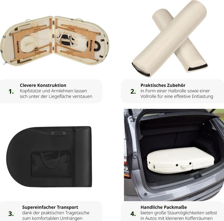 Actual product image tectake Massage table oval with 5 cm padding + rolls