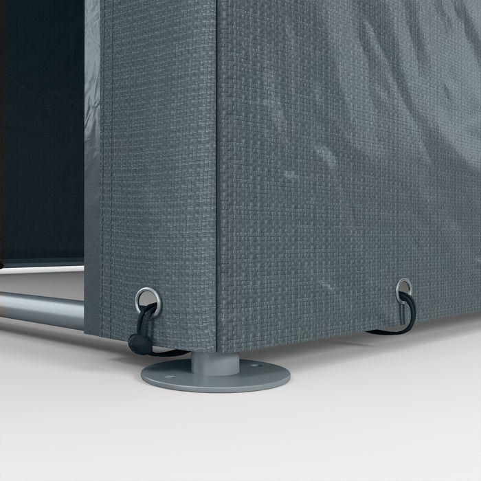 Image du produit Swisshandel24 Garagenzelt, 1,6x2,18x1,72m, grosse Tür, rostfreier Metallrahmen, 160x218x172 cm, Dunkelgrau (218 cm, 160 cm)