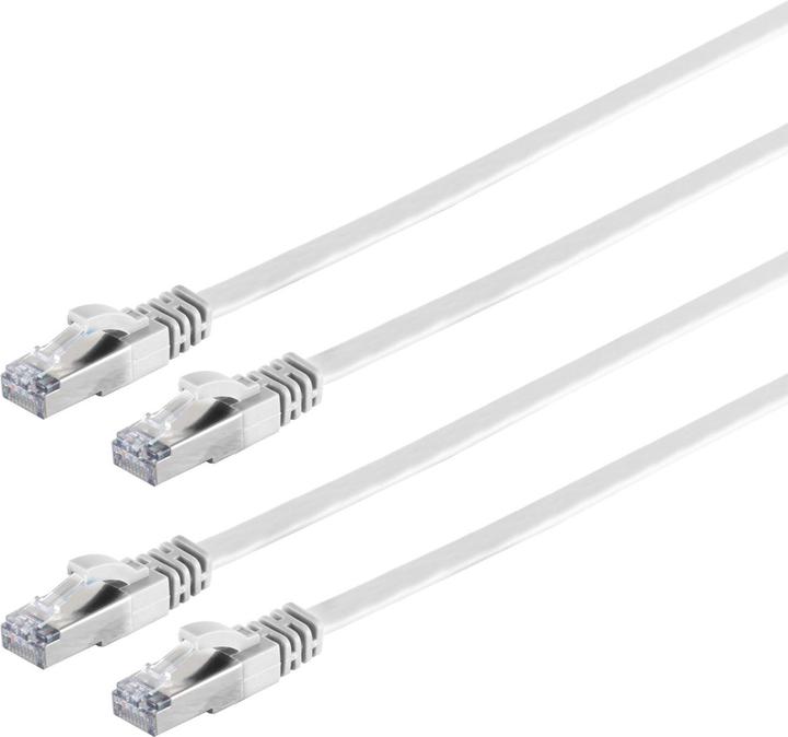 Immagine prodotto S-Impuls Set di 2 cavi di rete Cat 7, cavo piatto, 2x spine RJ45, bianco, 15 m (U/FTP, CAT6a, 15 m)