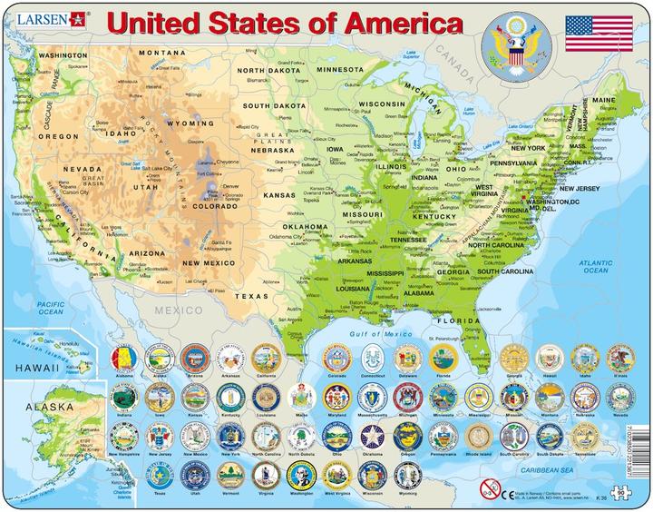 Actual product image Larsen Puzzle - USA (physical) (90 pieces)