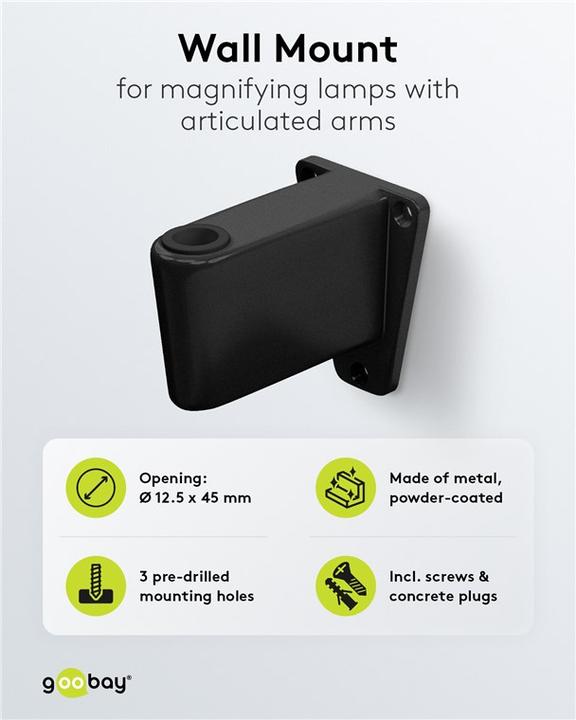 Actual product image Goobay Wall bracket for magnifying lamps with articulated arm, black