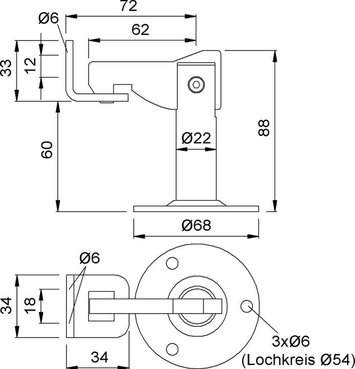 Actual product image Kws Door holder 1311 with mounting bracket for wall and floor mounting, silver painted steel (Indoor)