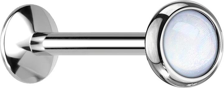 Produktbild Star Piercing Micro UFO Labret Innengewinde silber mit Epoxidstein weiss (ohne Messing, Chirurgenstahl 316L)